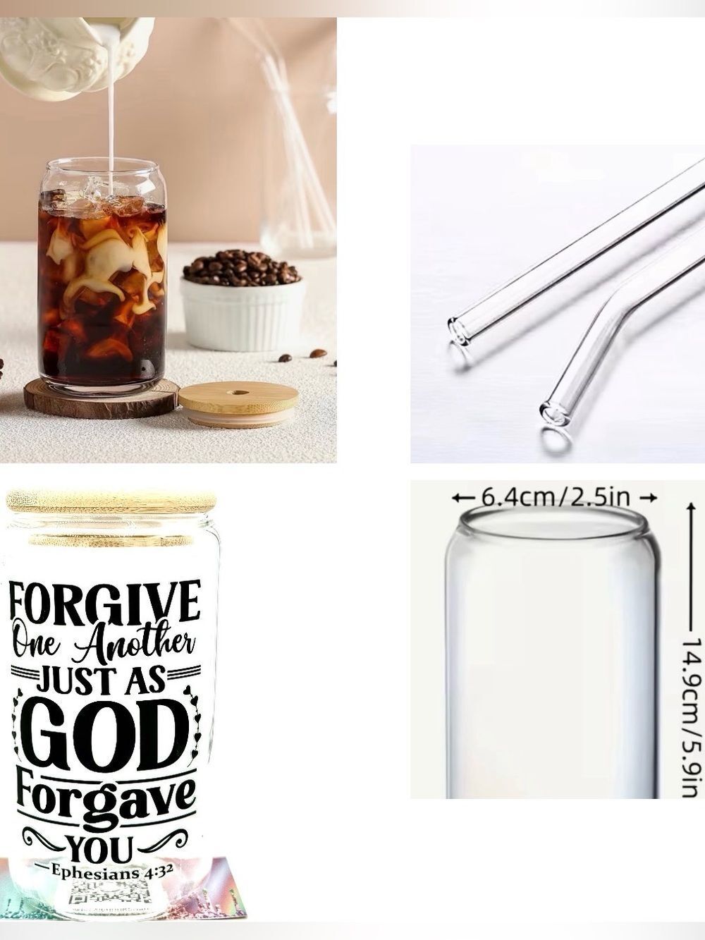 NWT FORGIVE ONE ANOTHER JUST AS GOD…GLASS DRINK CONTAINER OTHER LISTINGS AVBL